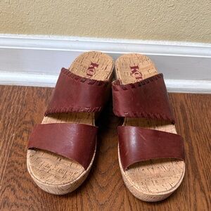 Kork-Ease Brown Leather wedges with Cork Sole